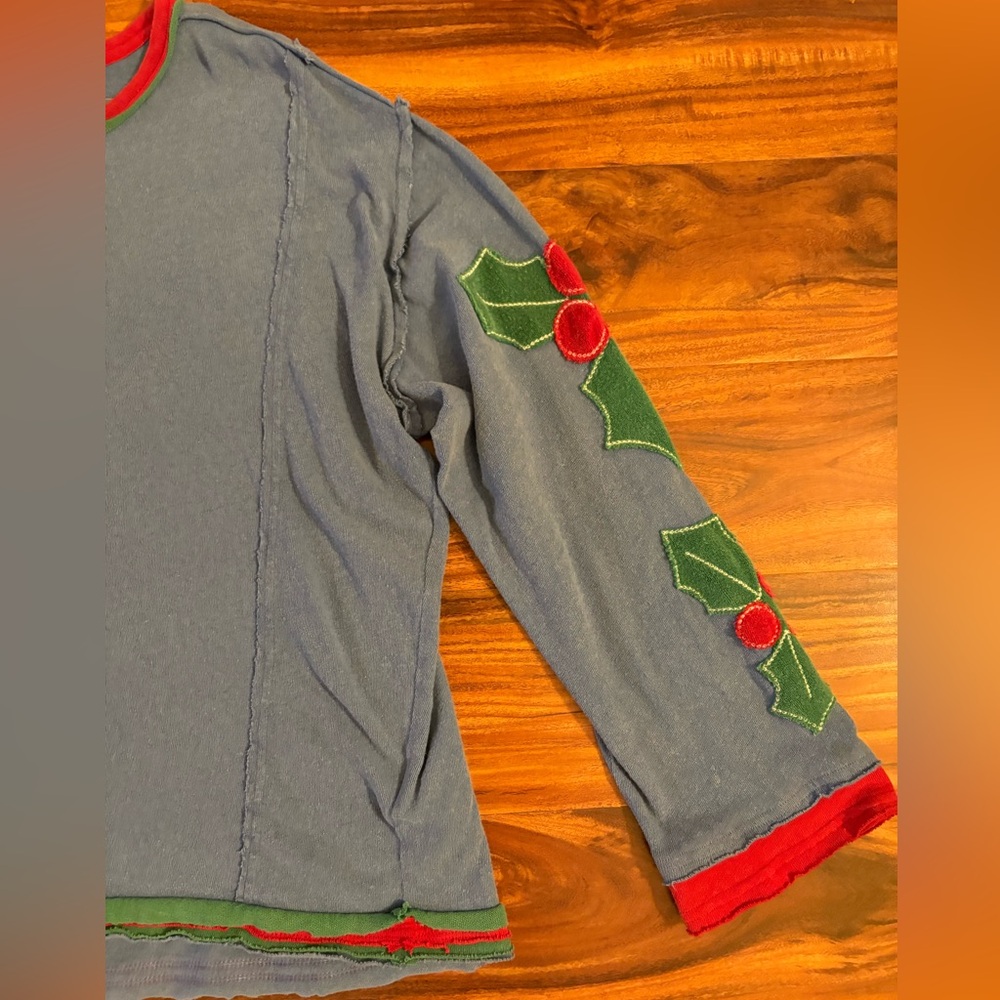 Free People We The Free You're A Star Tee Blue Riviera Small S Holly Christmas - Picture 6 of 13